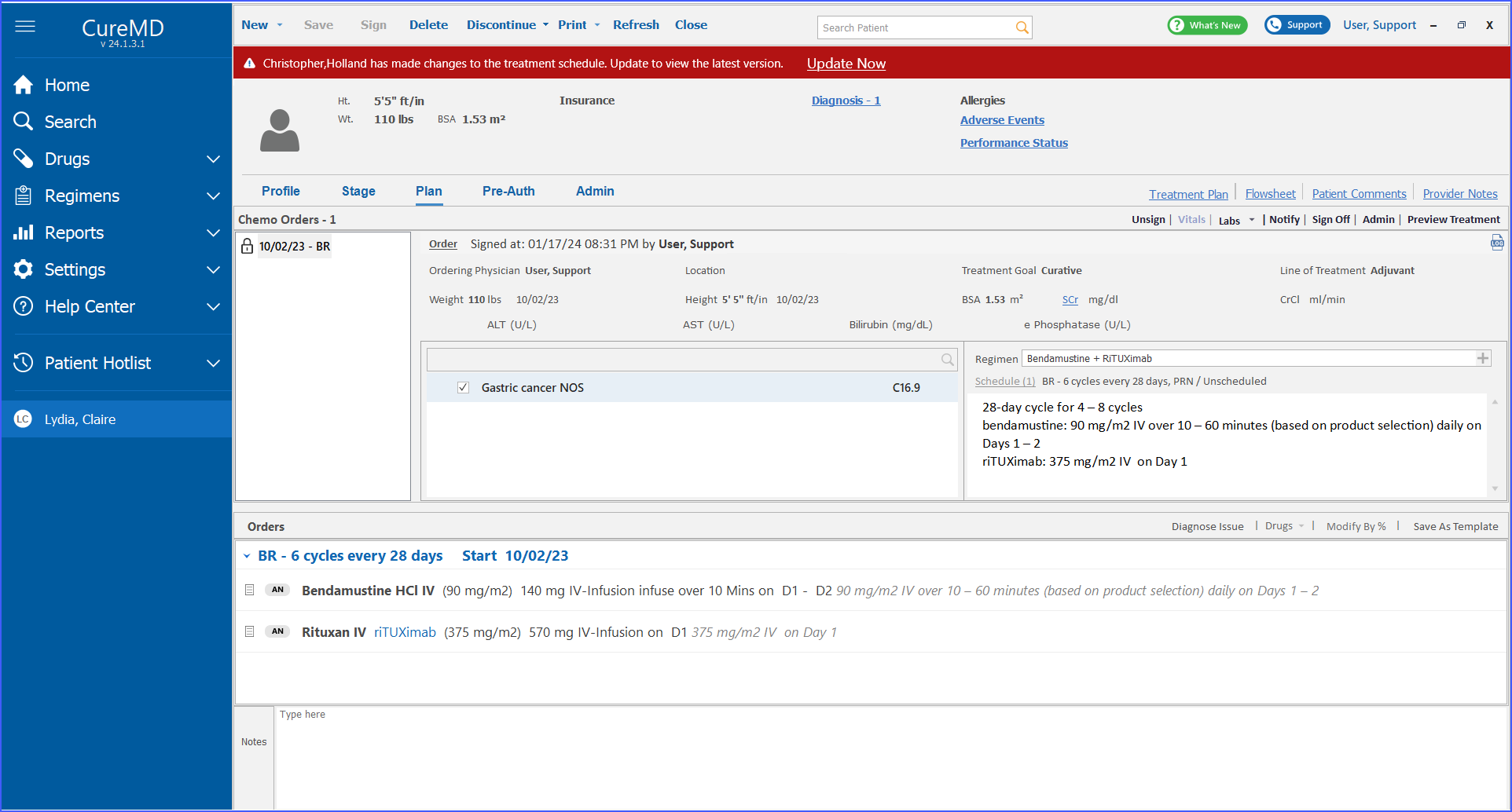 Real-Time Update Notifications for Concurrency in Treatment Scheduling