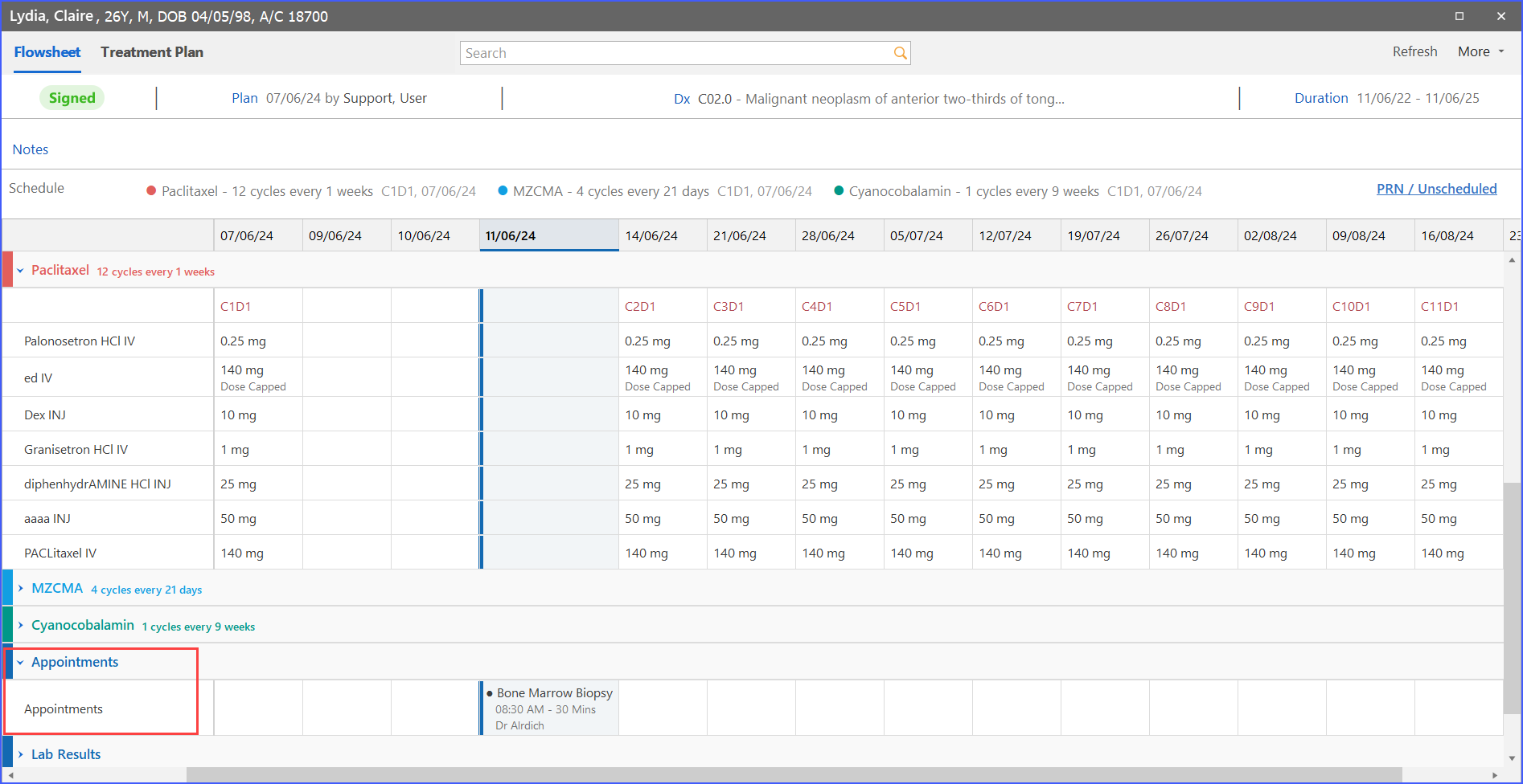 Enhanced Appointment Management in Flowsheet