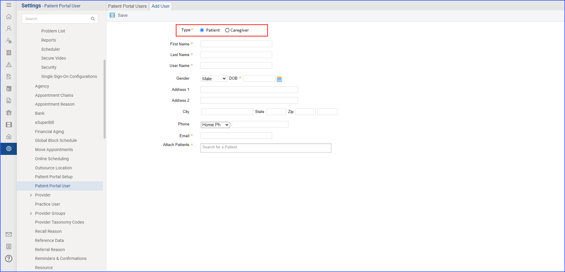 Classify Patient Portal User Accounts as Patients or Caregivers