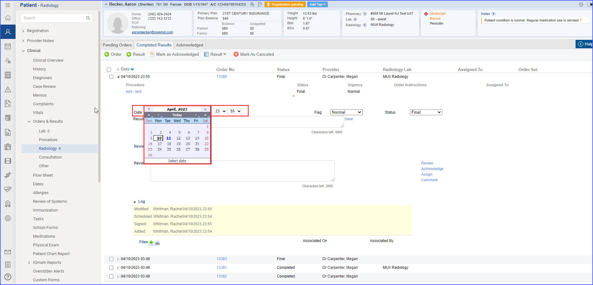 Ability to Update Result Date for Manually Completed Radiology Orders