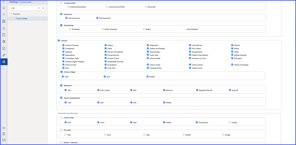 Permissions Control for Tumor Assessment Tab