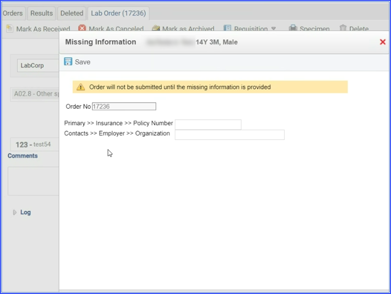 Prompt for Missing Employer Information with Worker’s Compensation Claims in LabCorp Interface