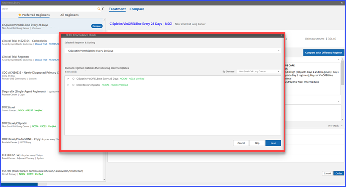 NCCN Concordance Check for Custom Regimens