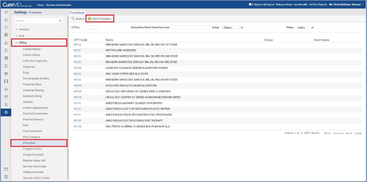 Procedure Settings Page Enhanced for Adding and Managing Procedure Details