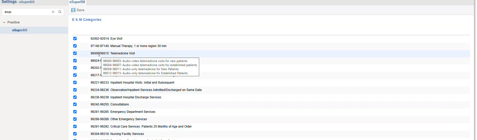 Adding and Deleting E & M Category Telemedicine Visits