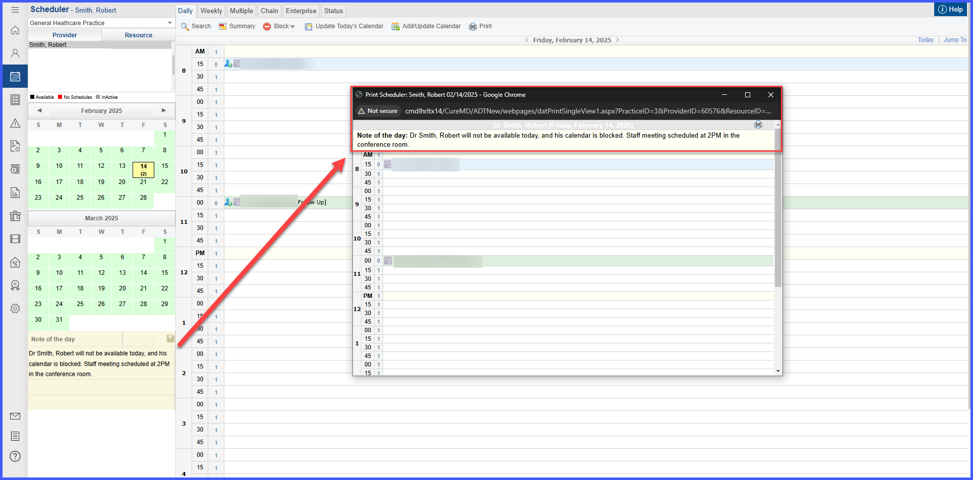 Display ‘Note of the Day’ in ‘Schedule of the Day’ and ‘Scheduler’ Report