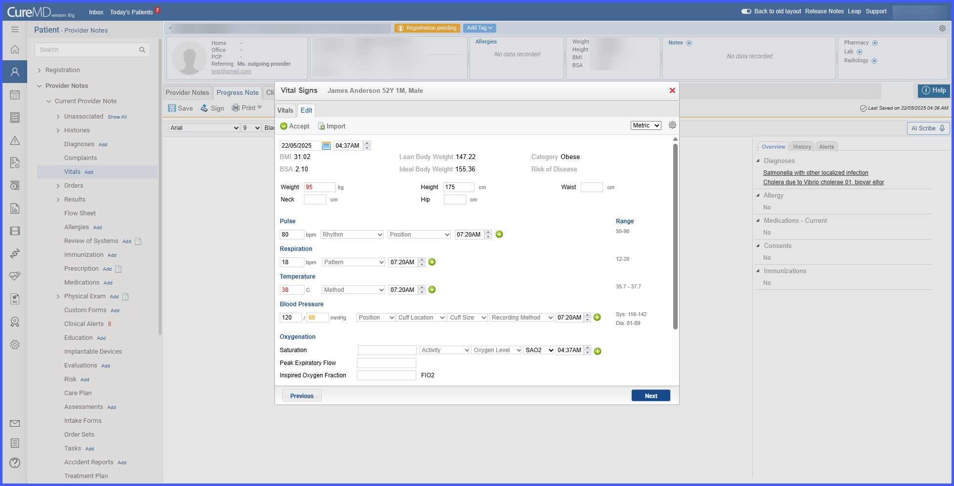 Automatic Timestamp on Editing Vitals in Provider Note