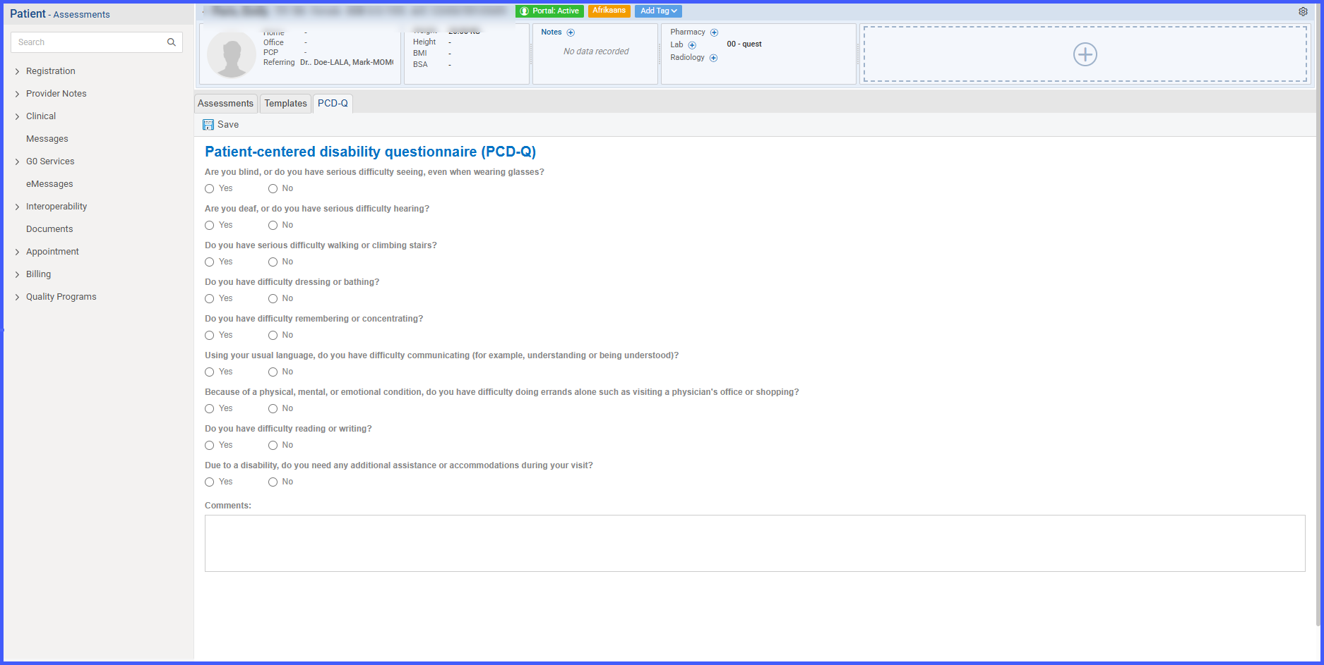 PatientCenAssessment